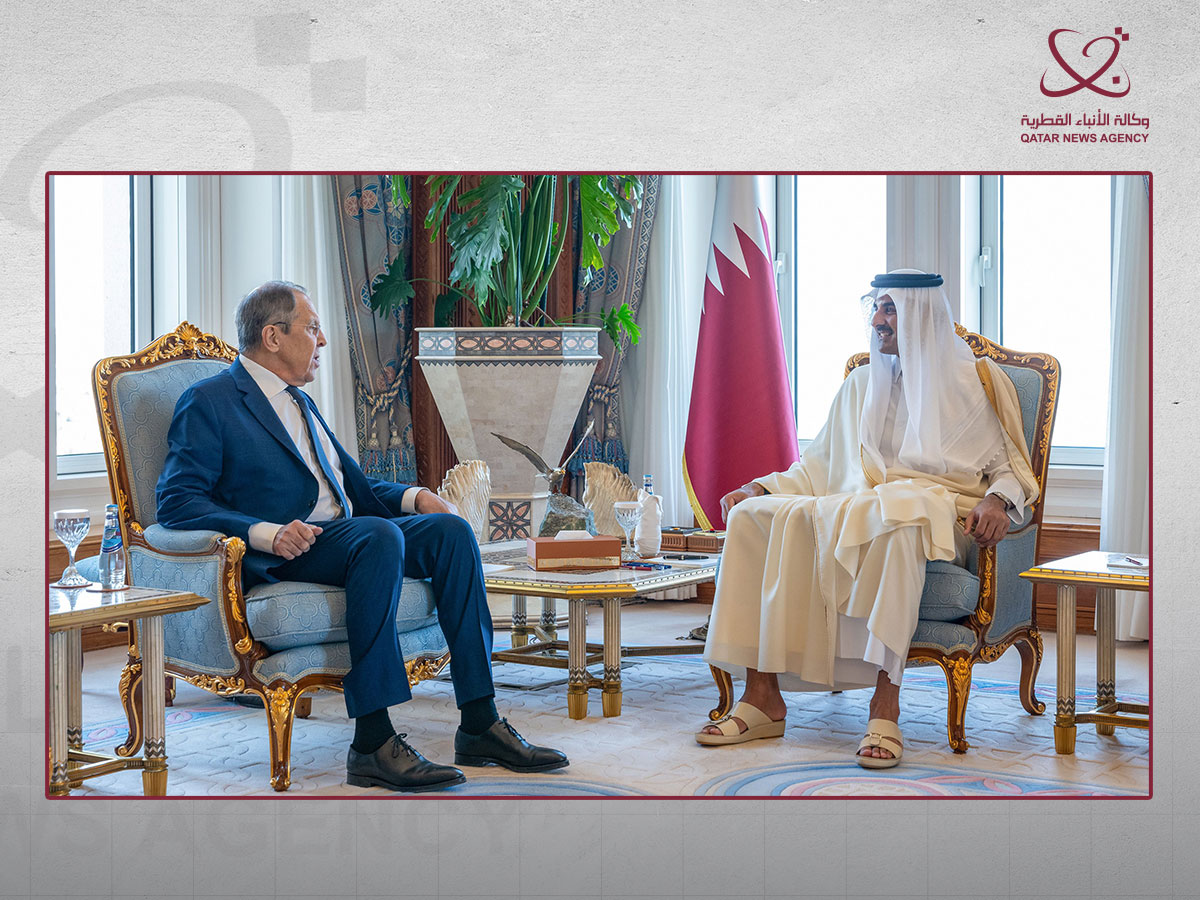 امير قطر  يبحث مع  وزير الخارجية الروسي   التعاون فى  مجالات الطاقة والاستثمار والمستجدات الإقليمية والدولية.